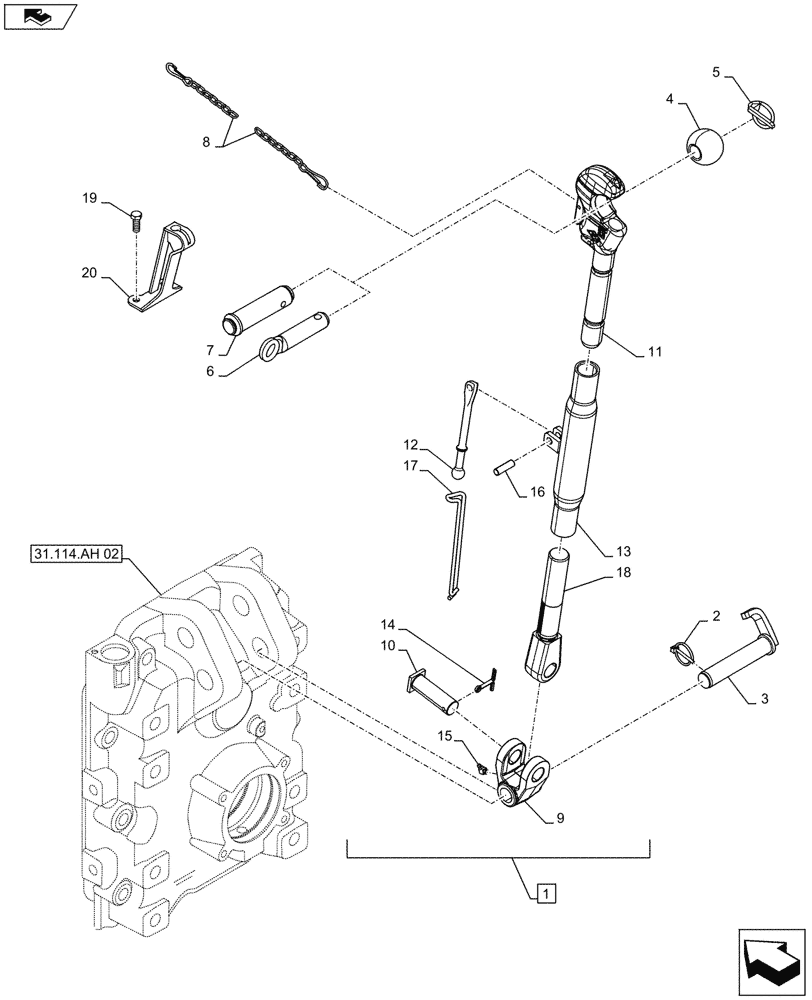 Схема запчастей Case IH MAXXUM 110 - (37.120.AA[01A]) - TOOLING CONNECTION UNIT - TOP LINK - D7395 (37) - HITCHES, DRAWBARS & IMPLEMENT COUPLINGS