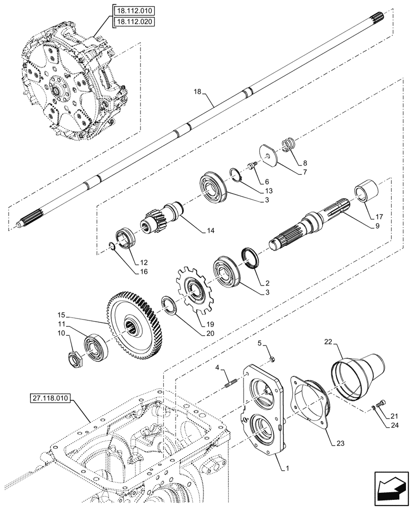 Схема запчастей Case IH FARMALL 100V - (31.110.010) - VAR - 758929 - PTO 540 RPM, SHAFT, TRANSMISSION, GEAR (31) - IMPLEMENT POWER TAKE OFF