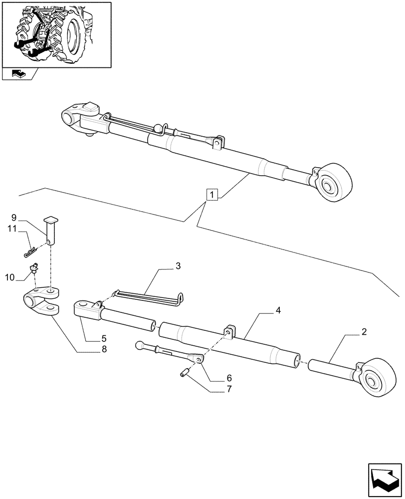 Схема запчастей Case IH MAXXUM 140 - (1.89.6/03A[01A]) - THIRD-LINK SPRAG - BREAKDOWN - D7395 (09) - IMPLEMENT LIFT