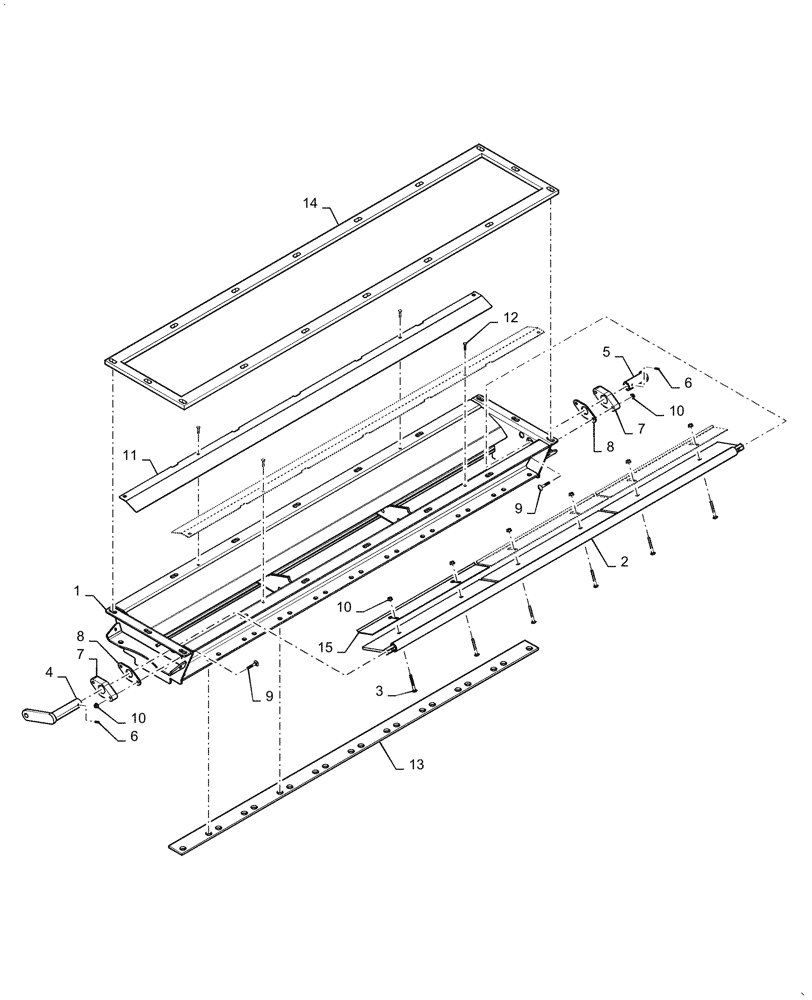 Схема запчастей Case IH 4585 - (61.800.AC[02]) - NARROW HOPPER ASSY 350- 580 BUSHEL (61) - METERING SYSTEM