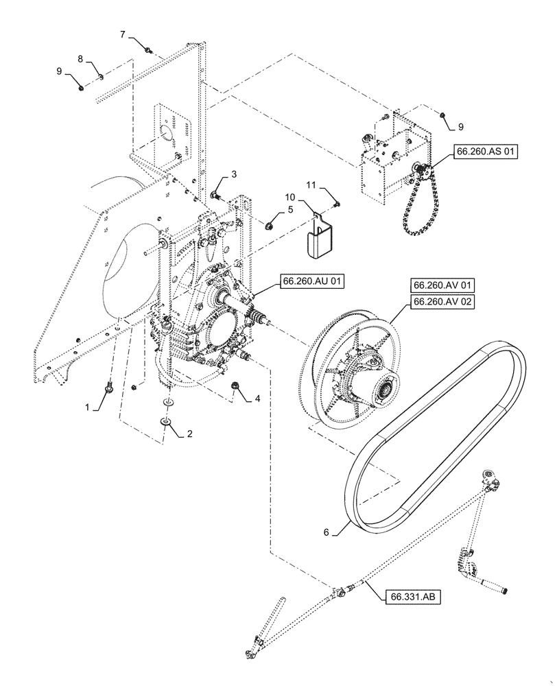 Схема запчастей Case IH 5088 - (66.260.AA[01]) - ROTOR GEARBOX MOUNTING PARTS (66) - THRESHING