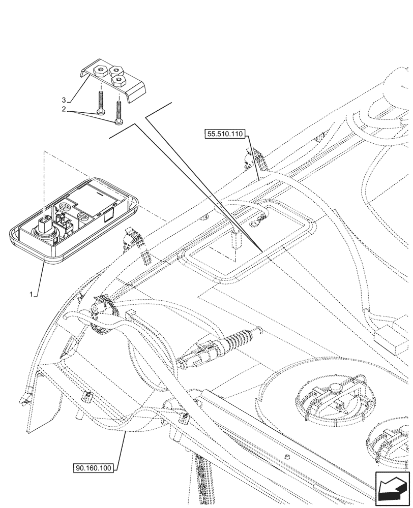 Схема запчастей Case IH FARMALL 80V - (55.514.010) - INTERIOR LIGHT, CAB (55) - ELECTRICAL SYSTEMS