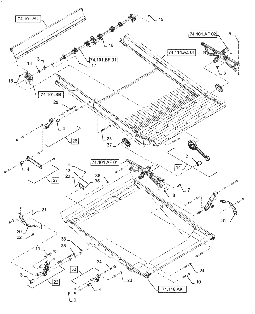 Схема запчастей Case IH 6088 - (74.101.AC) - CLEANING SYSTEM (74) - CLEANING