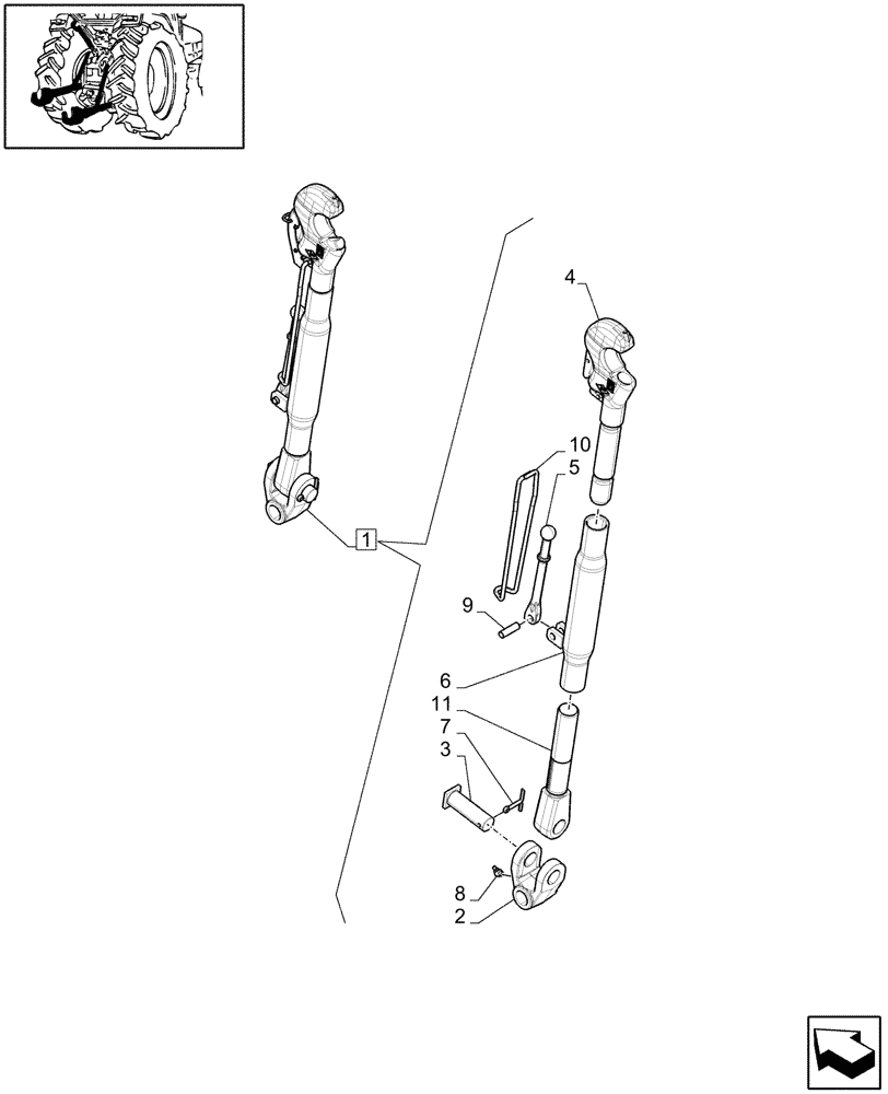 Схема запчастей Case IH MAXXUM 140 - (1.89.6/01E[01]) - THIRD-LINK SPRAG - PARTS - D6242 - C7395 (09) - IMPLEMENT LIFT