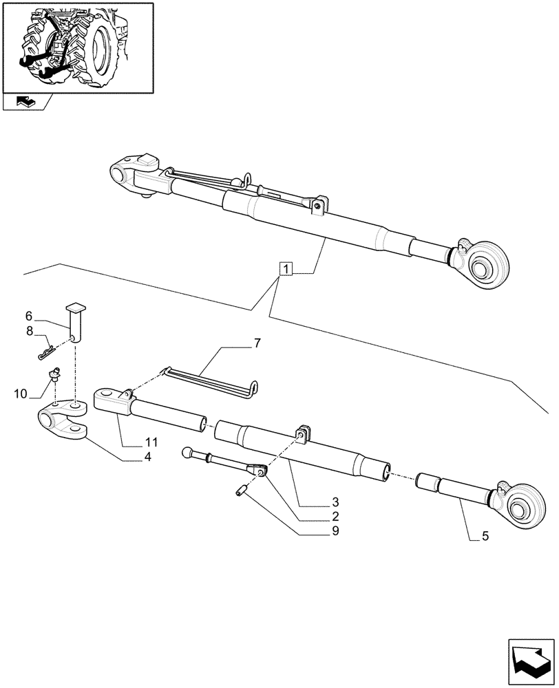 Схема запчастей Case IH PUMA 140 - (1.89.6/01A[01A]) - THIRD-LINK SPRAG - BREAKDOWN - D7395 (09) - IMPLEMENT LIFT