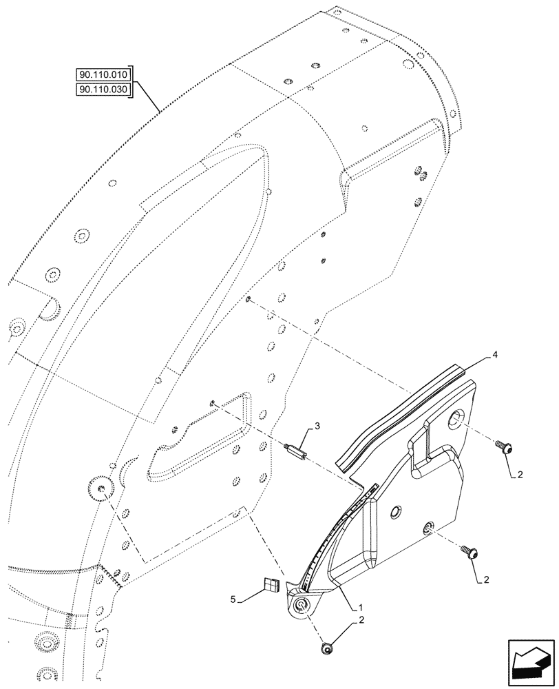 Схема запчастей Case IH FARMALL 80V - (90.110.290) - VAR - 759022 - COVER, RH, W/O CAB (90) - PLATFORM, CAB, BODYWORK AND DECALS