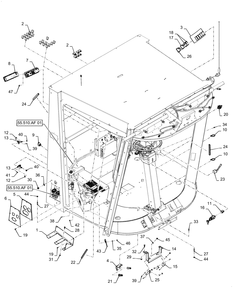 Схема запчастей Case IH 7088 - (55.510.AF[02]) - CAB ELECTRICAL CONTROL PANEL (55) - ELECTRICAL SYSTEMS