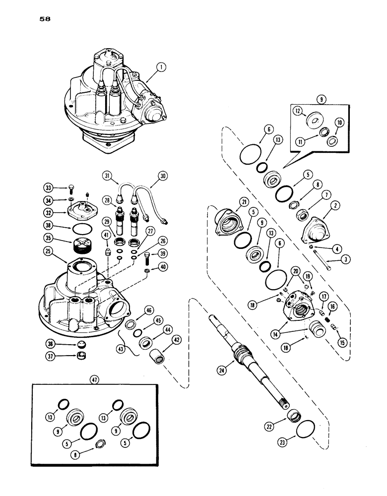 Схема запчастей Case IH 1030 - (058) - A33058 POWER STEERING GEAR, GENERAL PURPOSE MODELS (05) - STEERING