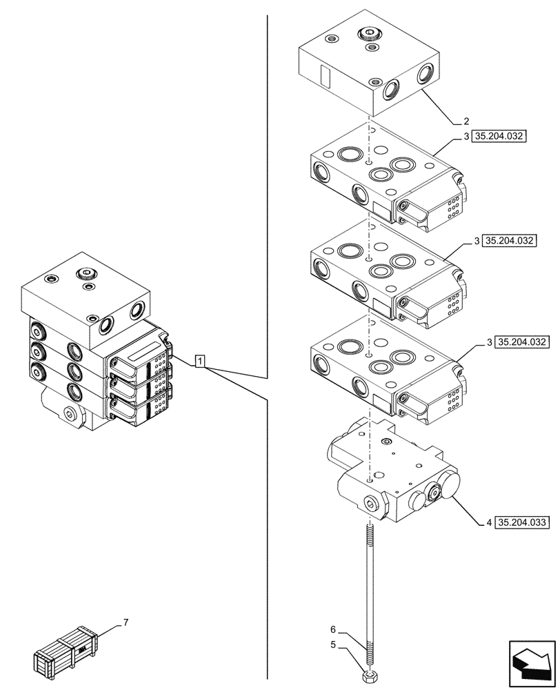 Схема запчастей Case IH OPTUM 300 CVT - (35.204.041) - VAR - 758066 - 3 MID-MOUNT CONTROL VALVES (35) - HYDRAULIC SYSTEMS