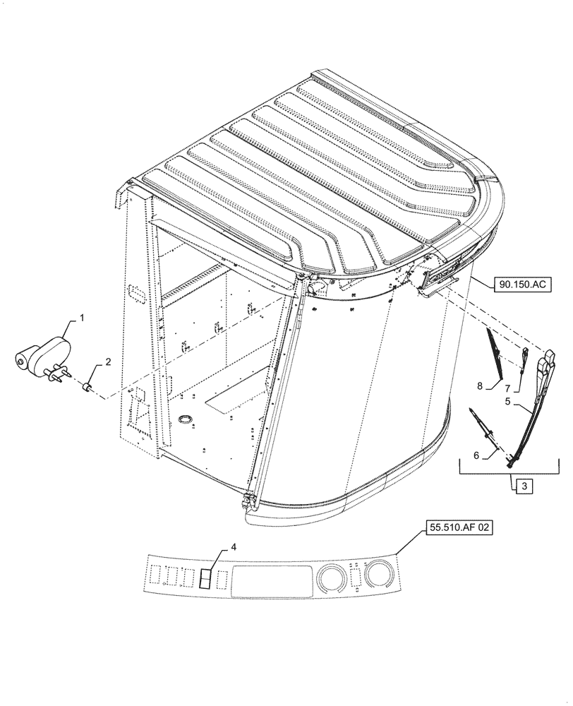 Схема запчастей Case IH 7088 - (55.518.AW) - WINDSHIELD WIPER ASSY (55) - ELECTRICAL SYSTEMS