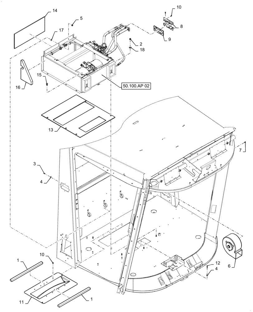 Схема запчастей Case IH 7088 - (50.100.AP[01]) - AIR CONDITIONER ASSY (50) - CAB CLIMATE CONTROL