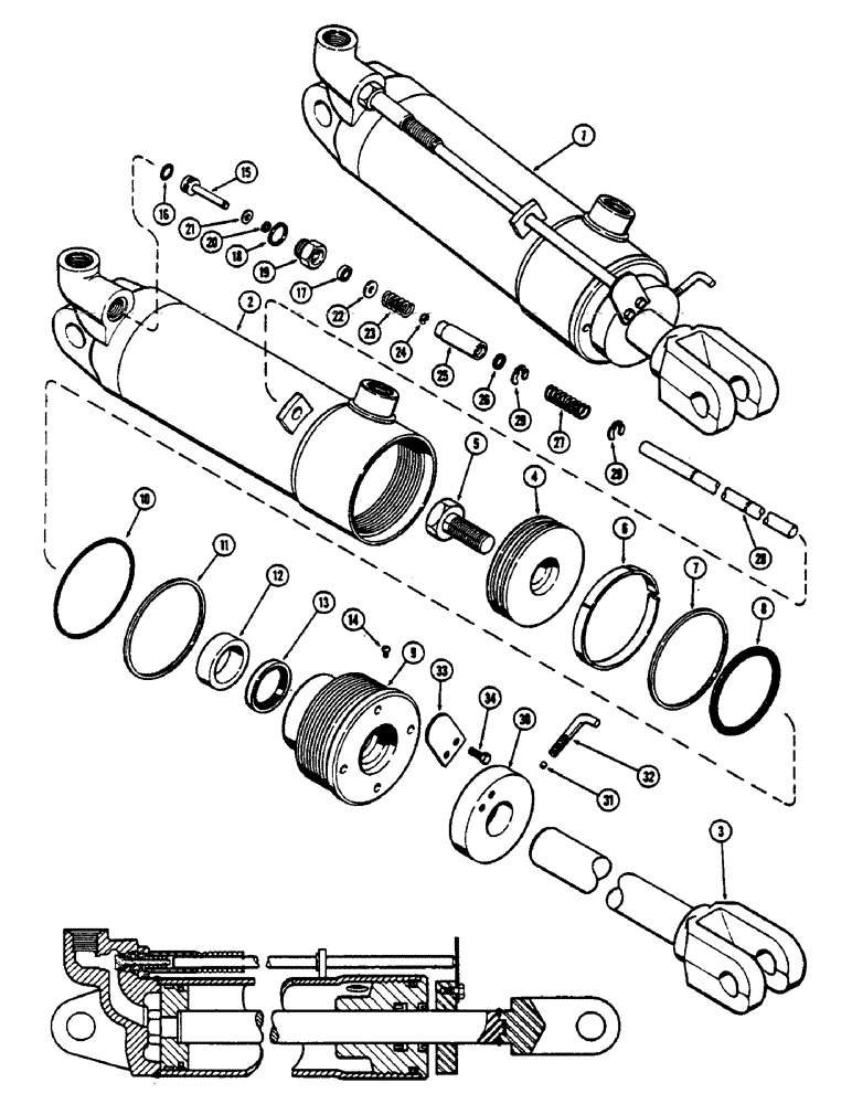 Схема запчастей Case IH 1175 - (189C) - G31945 REMOTE HYDRAULIC CYLINDER, 4 INCH BORE X 8 INCH STROKE, WITHOUT GLAND IDENTIFICATION GROOVE (08) - HYDRAULICS