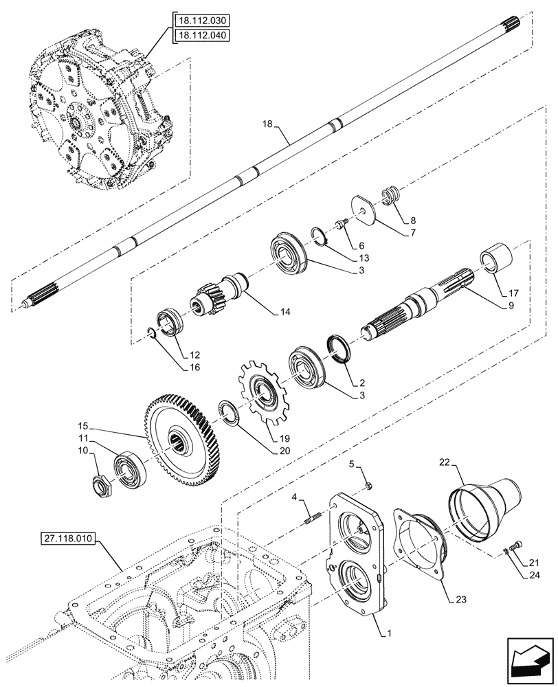 Схема запчастей Case IH FARMALL 110N - (31.110.040) - VAR - 758929 - PTO 540 RPM, SHAFT, TRANSMISSION, GEAR (31) - IMPLEMENT POWER TAKE OFF