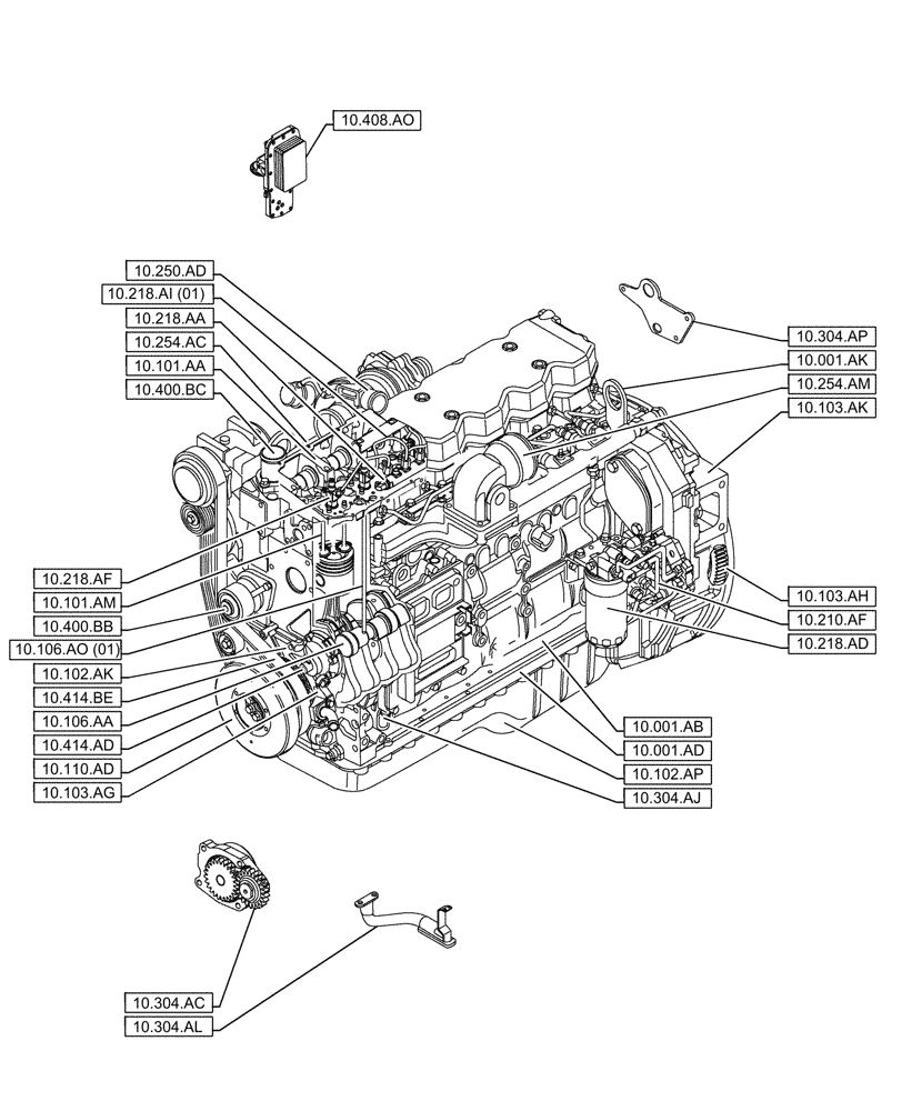 Схема запчастей Case IH F4HFE613F B004 - (00.000.10) - PICTORIAL INDEX - ENGINE (00) - GENERAL & PICTORIAL INDEX
