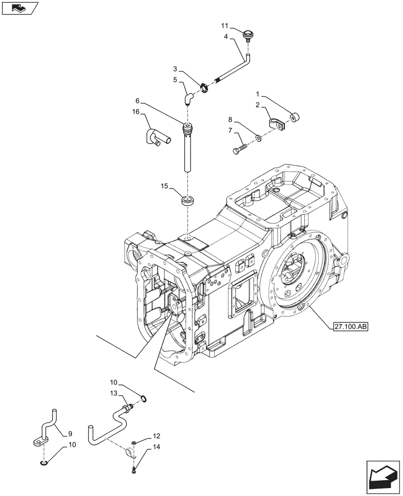 Схема запчастей Case IH MAXXUM 120 - (27.100.AI) - VAR - 330247, 743766, 330291, 743764, 331970, 331908, 330909, 331909, 743811, 331920, 330921, 331921, 743696, 332923 + STD - TRANSMISSION 16X16 (40 KM/H) AND 17X16 SPS - REAR AXLE HOUSING, INNER PIPES AND