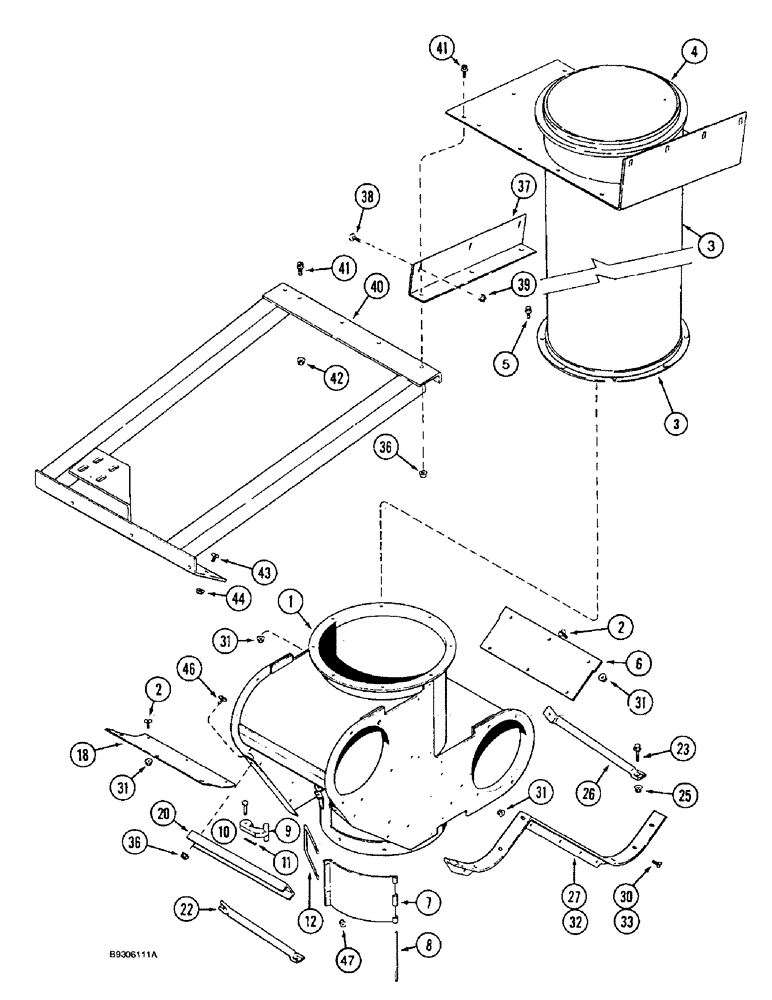 Схема запчастей Case IH 1666 - (9E-20) - LOWER GRAIN TANK, UNLOADER HOUSING (17) - GRAIN TANK & UNLOADER