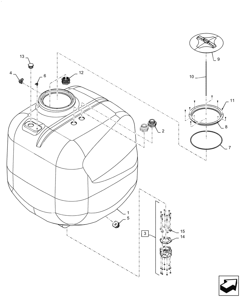 Схема запчастей Case IH PATRIOT 2250 - (78.110.AA[04]) - PRODUCT TANK, 3" PLUMBING, BSN YGT042519 (78) - SPRAYING