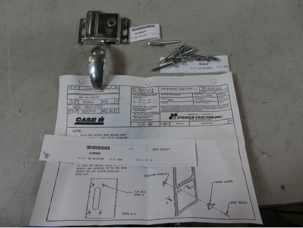 Схема запчастей Case IH 4366 - (09-12) - KIT LEFT DOOR LATCH (12) - FRAME