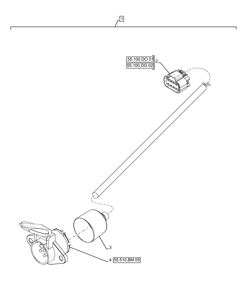 Схема запчастей Case IH FARMALL 110A - (55.510.BM[06]) - VAR - 330007 - HARNESS, POWER SOCKET (55) - ELECTRICAL SYSTEMS