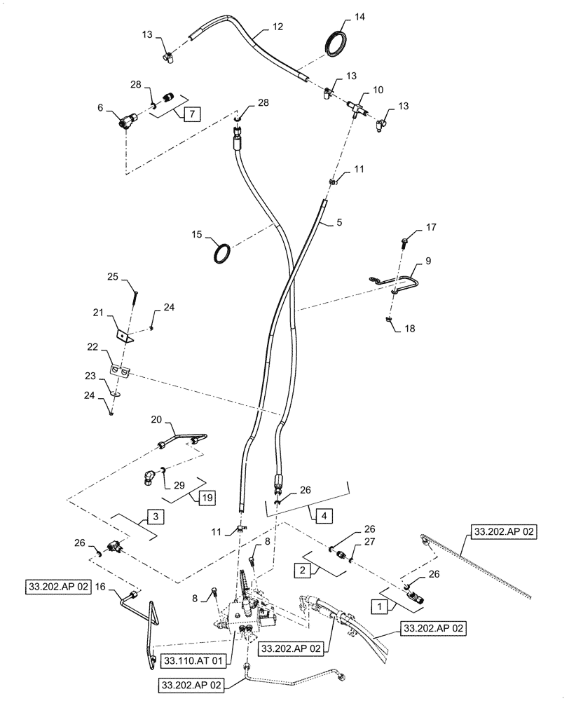 Схема запчастей Case IH 6088 - (33.202.AP[01]) - BRAKE SUPPLY LINES (33) - BRAKES & CONTROLS