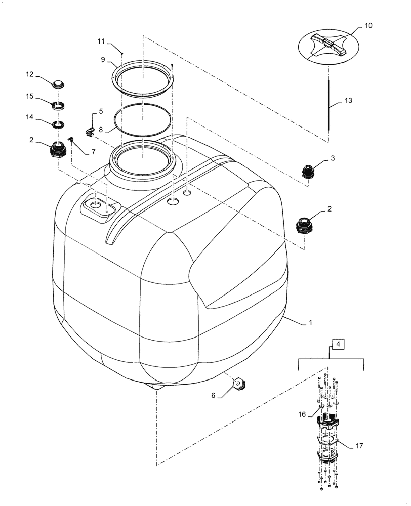 Схема запчастей Case IH PATRIOT 2250 - (78.110.AA[04]) - PRODUCT TANK, 3" PLUMBING, ASN YGT042518 (78) - SPRAYING