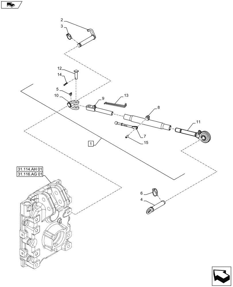 Схема запчастей Case IH MAXXUM 140 - (37.120.AA[03A]) - VAR - 331970 - CAT 2 FLEXIBLE LINKS - TOP LINK - D7395 (37) - HITCHES, DRAWBARS & IMPLEMENT COUPLINGS