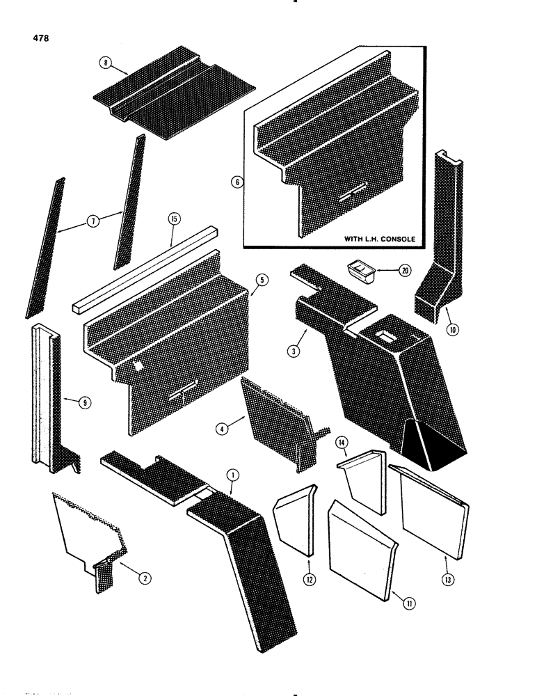 Схема запчастей Case IH 1270 - (478) - CAB, ACOUSTICAL COVERS, USED PRIOR TO CAB SERIAL NUMBER 7855101 (09) - CHASSIS/ATTACHMENTS