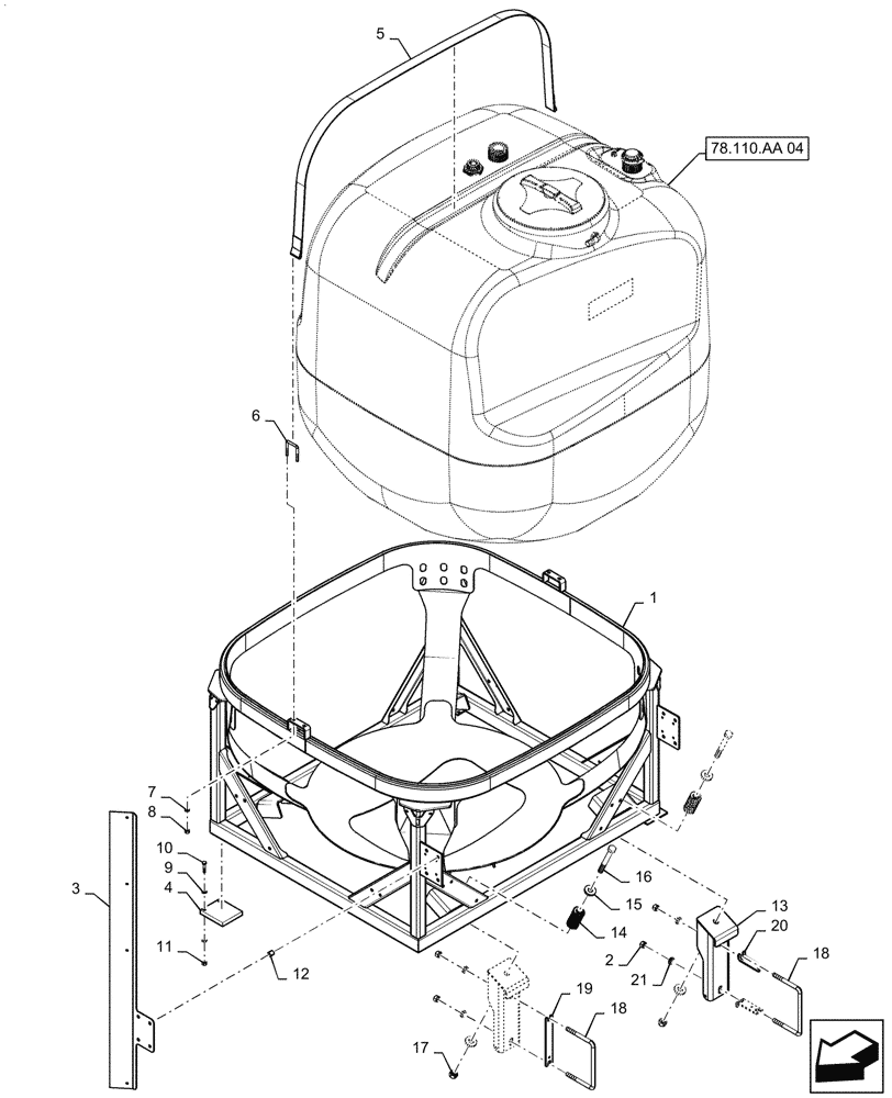 Схема запчастей Case IH PATRIOT 2250 - (78.110.AA[03]) - PRODUCT TANK MOUNTING, 3" PLUMBING (78) - SPRAYING