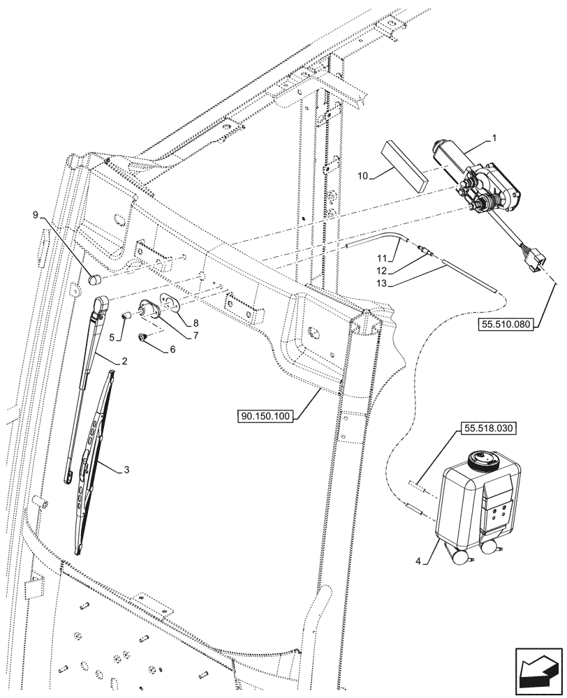 Схема запчастей Case IH FARMALL 110V - (55.518.060) - VAR - 330642 - WINDSHIELD WIPER, CAB (55) - ELECTRICAL SYSTEMS