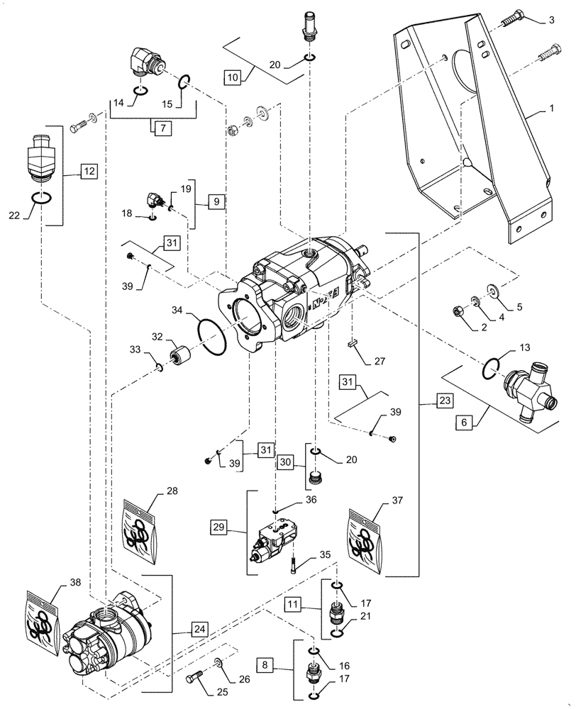 Схема запчастей Case IH 6088 - (35.106.AD) - TANDEM GEAR PUMP (35) - HYDRAULIC SYSTEMS