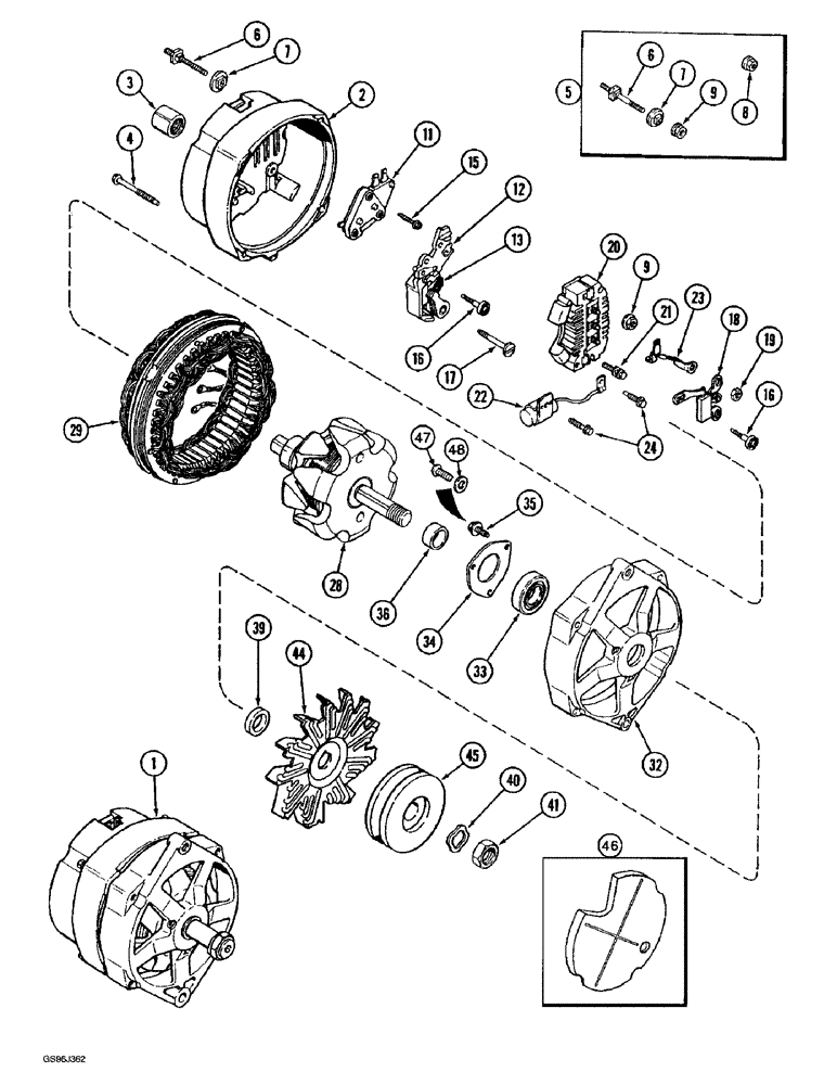 Схема запчастей Case IH 1660 - (4-61A) - ALTERNATOR ASSEMBLY (06) - ELECTRICAL