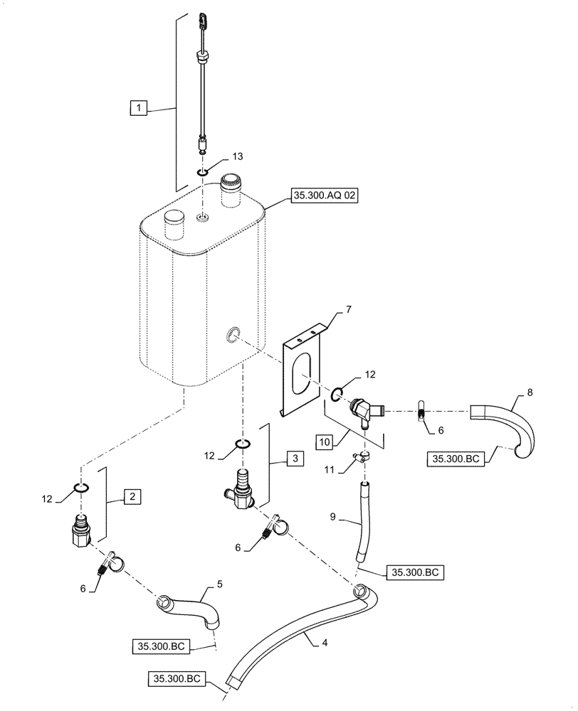 Схема запчастей Case IH 5088 - (35.300.AQ[01]) - RESERVOIR & FITTING (35) - HYDRAULIC SYSTEMS