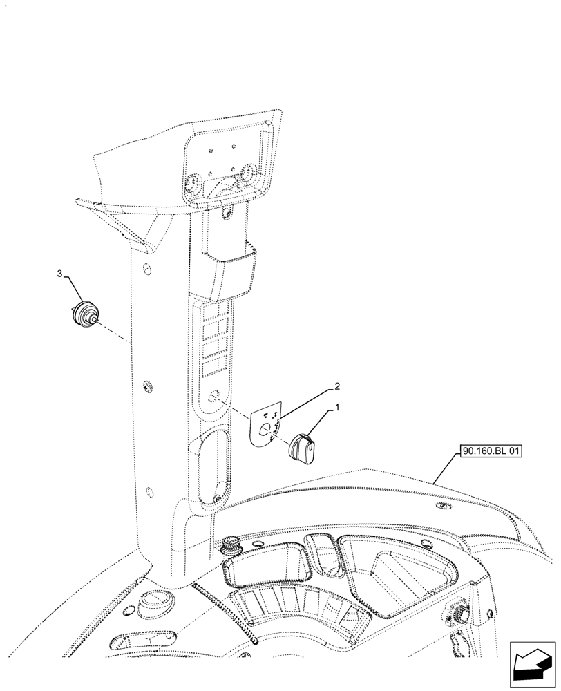 Схема запчастей Case IH FARMALL 120A - (55.512.BG[05]) - VAR - 391610 - LIGHT CONSOLE SWITCH, CAB (55) - ELECTRICAL SYSTEMS