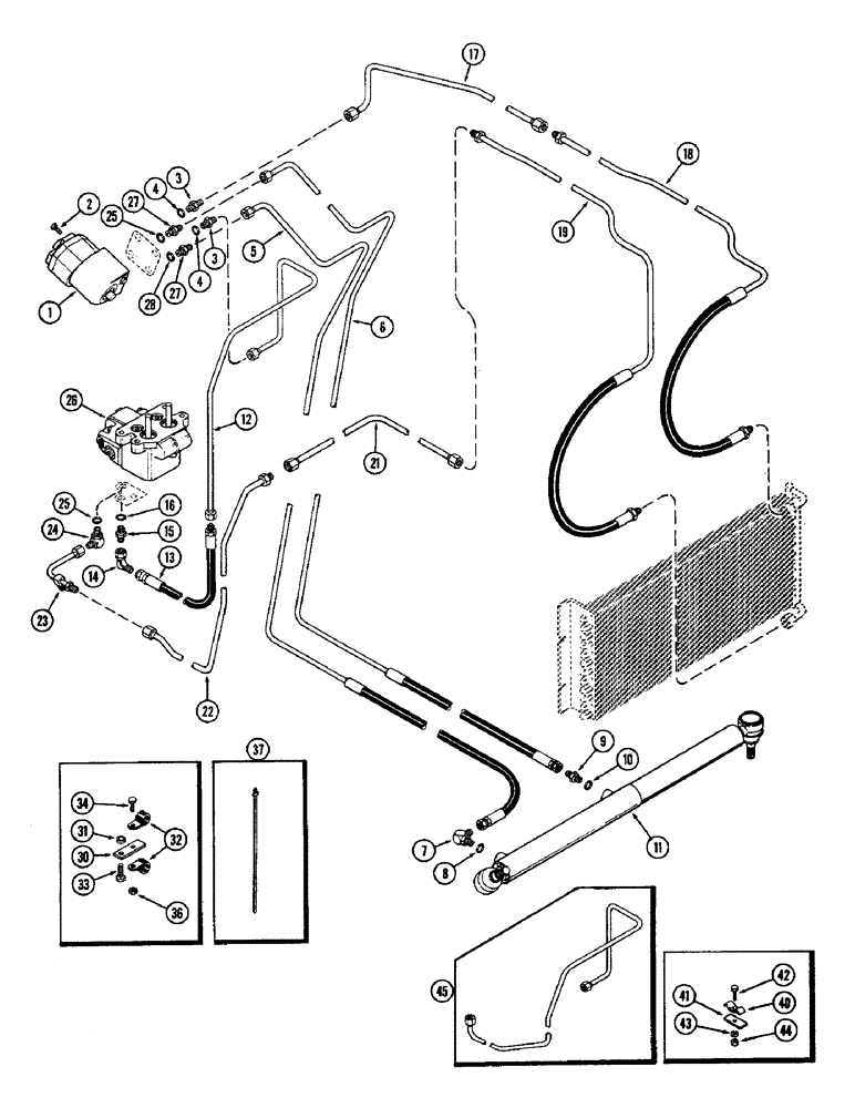 Схема запчастей Case IH 2590 - (5-150) - HYDROSTATIC STEERING CIRCUITRY (05) - STEERING