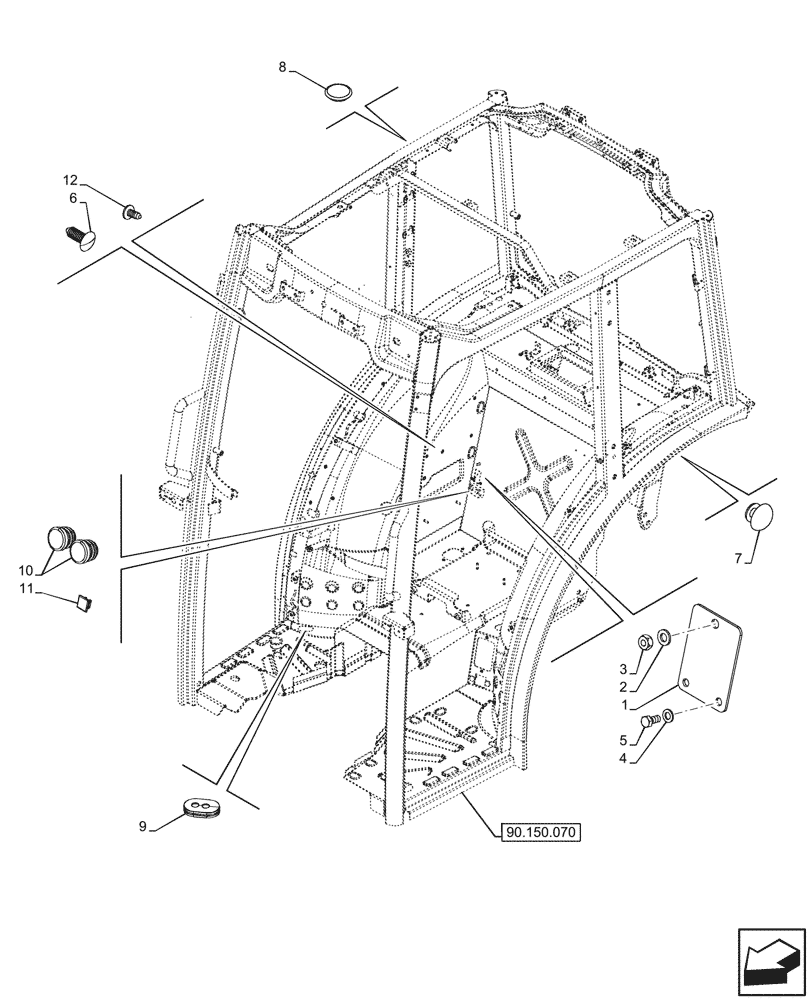 Схема запчастей Case IH FARMALL 90N - (90.150.200) - VAR - 759011, 750931, 759033 - CAB, PLATE, PLUGS (90) - PLATFORM, CAB, BODYWORK AND DECALS