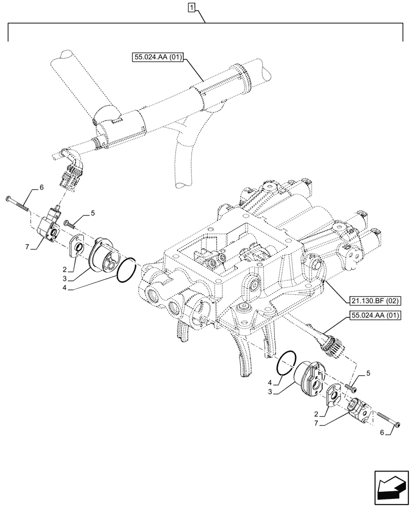 Схема запчастей Case IH MAXXUM 115 - (55.023.AA[02]) - SERVICE KIT, TRANSMISSION, ELECTRONIC CONTROL, SUPPORT (55) - ELECTRICAL SYSTEMS