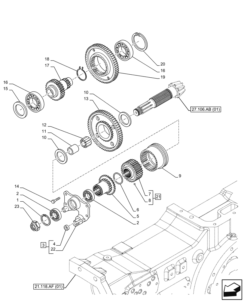 Схема запчастей Case IH MAXXUM 150 - (27.106.AA[01]) - VAR - 758414, 758416, 759379 - REDUCTION, UNIT, GEAR (27) - REAR AXLE SYSTEM