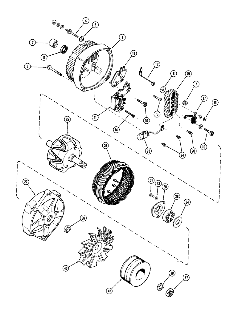 Схема запчастей Case IH 1370 - (110) - A47044 ALTERNATOR, 72 AMPERE DELCO-REMY (04) - ELECTRICAL SYSTEMS