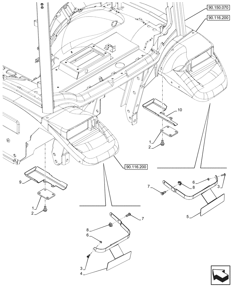 Схема запчастей Case IH FARMALL 80N - (55.404.240) - HARNESS, GUARD, WORK LIGHT, REAR, CAB (55) - ELECTRICAL SYSTEMS