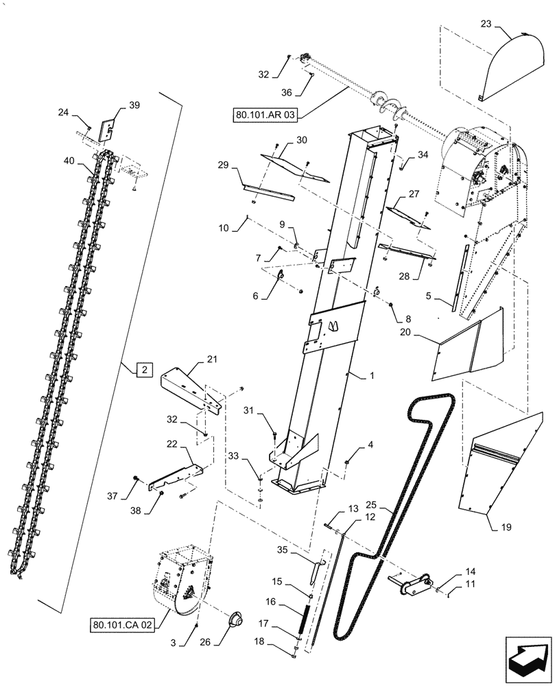 Схема запчастей Case IH AF4077 - (80.101.AR[01]) - CLEAN GRAIN ELEVATOR, STANDARD WEAR (80) - CROP STORAGE/UNLOADING