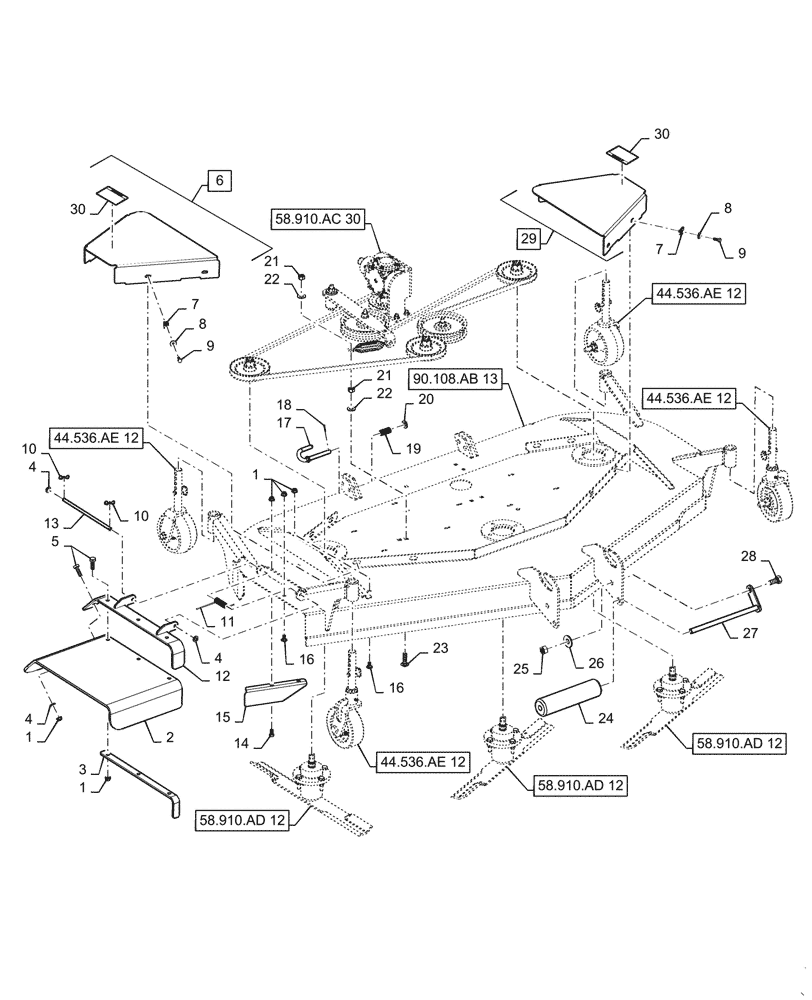Схема запчастей Case IH MW172S - (58.910.AB[32]) - VAR - 717966156 - MOWER DECK, CVT (58) - ATTACHMENTS/HEADERS