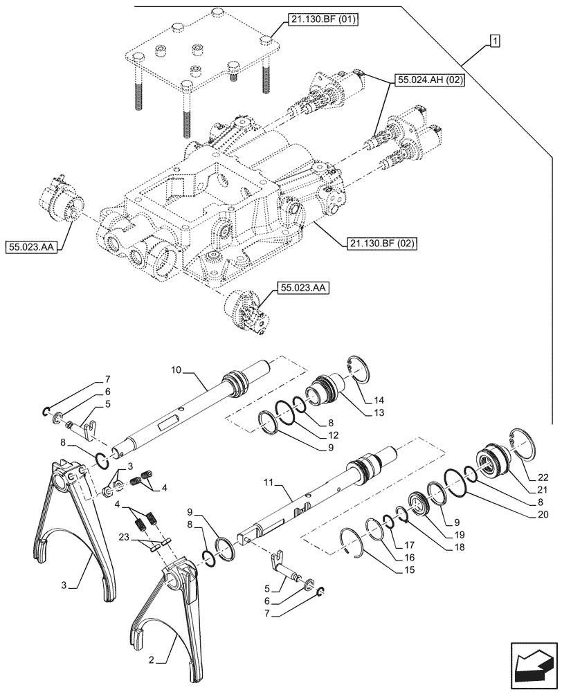 Схема запчастей Case IH MAXXUM 145 - (21.130.BF[06]) - SERVICE KIT, TRANSMISSION HOUSING, COVER, FORK (21) - TRANSMISSION