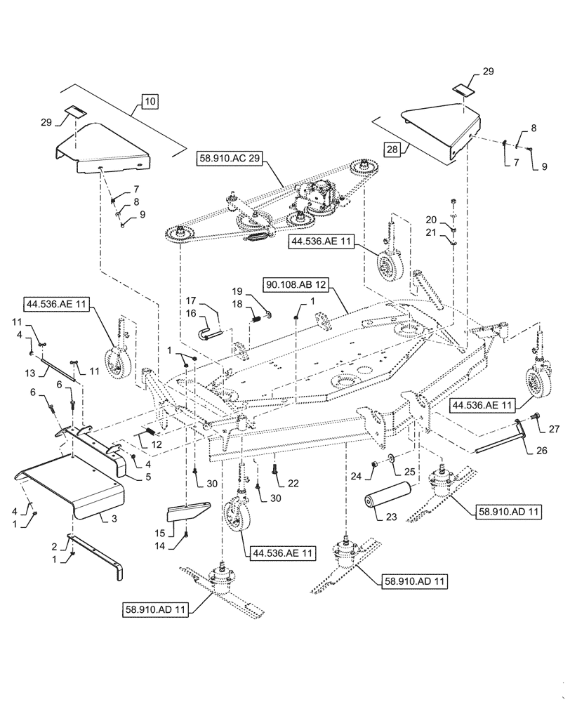 Схема запчастей Case IH MW172S - (58.910.AB[30]) - VAR - 717966096 - MOWER DECK (58) - ATTACHMENTS/HEADERS