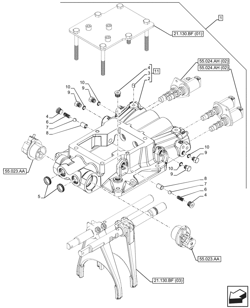 Схема запчастей Case IH MAXXUM 115 - (21.130.BF[05]) - SERVICE KIT, TRANSMISSION HOUSING, COVER (21) - TRANSMISSION