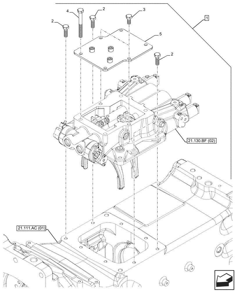 Схема запчастей Case IH MAXXUM 115 - (21.130.BF[04]) - SERVICE KIT, TRANSMISSION HOUSING, COVER, MOUNTING (21) - TRANSMISSION