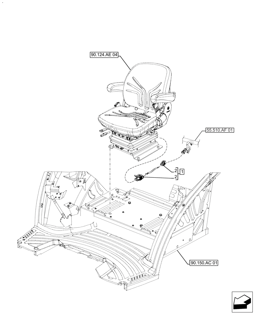 Схема запчастей Case IH FARMALL 110A - (55.512.BT) - VAR - 336923 - DELUXE SEAT ADAPTER, HARNESS (55) - ELECTRICAL SYSTEMS