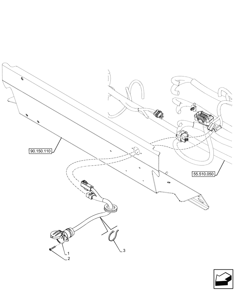 Схема запчастей Case IH OPTUM 270 CVT - (55.510.120) - WIRE HARNESS & IMPLEMENT SOCKET (55) - ELECTRICAL SYSTEMS