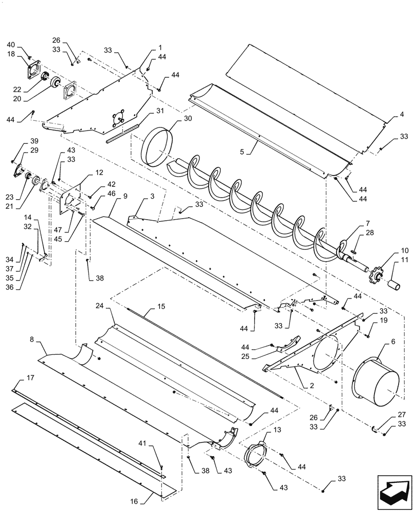 Схема запчастей Case IH 5088 - (74.125.AL) - CLEAN GRAIN ELEVATOR AUGER TROUGH (74) - CLEANING