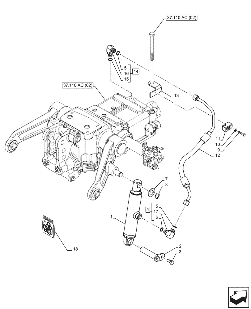 Схема запчастей Case IH FARMALL 65C - (35.116.AH) - VAR - 743596 - HYDRAULIC LIFT, LIFT CYLINDER (35) - HYDRAULIC SYSTEMS