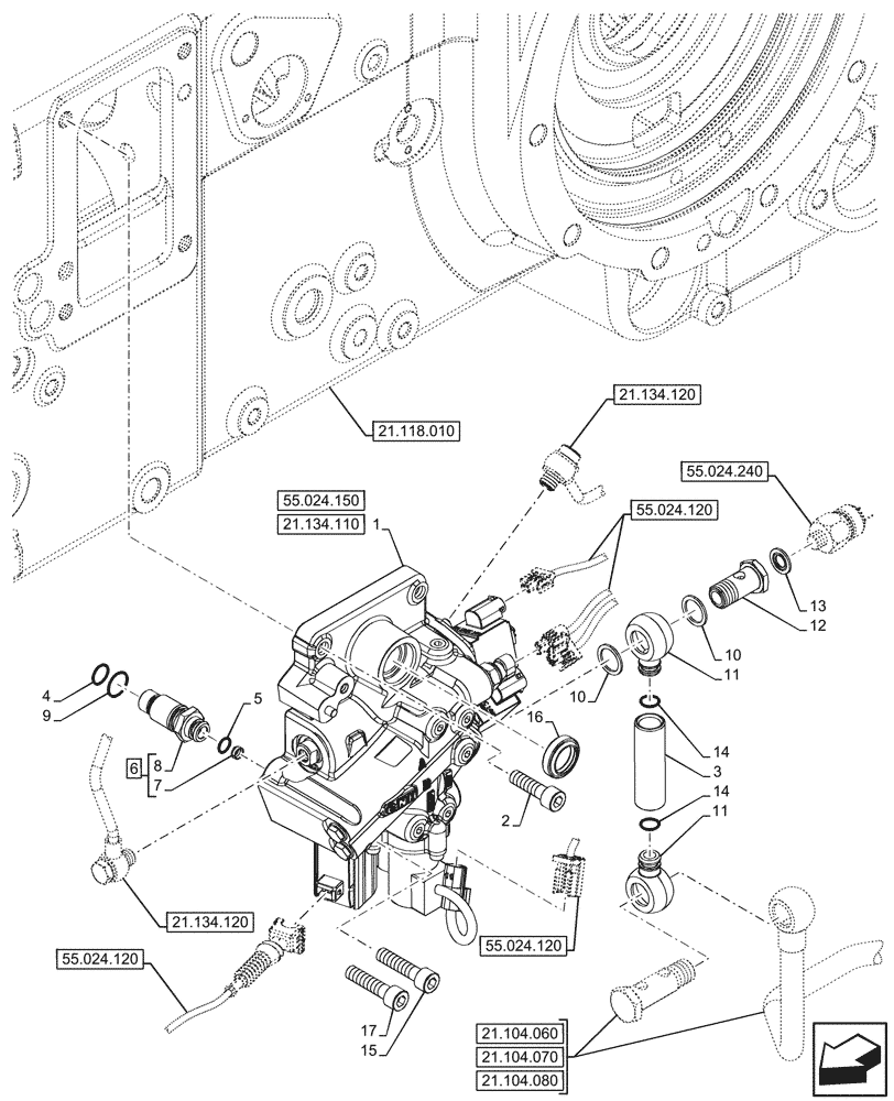 Схема запчастей Case IH FARMALL 110N - (21.134.220) - VAR - 759007 - POWERSHUTTLE, TRANSMISSION CONTROL VALVE, HI-LO, W/O PARKING LOCK, CREEPER (21) - TRANSMISSION